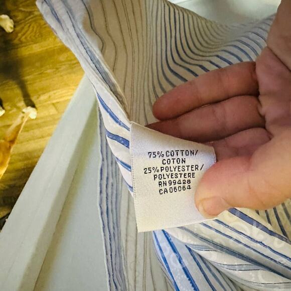 Bugatchi Uomo Blue White Floral Deisgn Classic Fit Collared Button Down Shirt XL - Picture 13 of 13